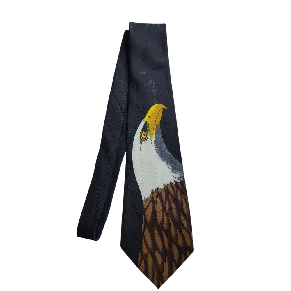 Bold Eagle Christmas Candy Cane Tie Mens Renaissance Handmade Holiday Patriotic